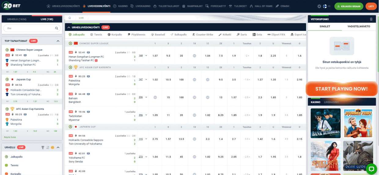 20Bet Rahapelaaminen oikealla rahalla