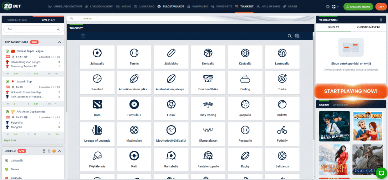 20bet Online-kolikkopelit